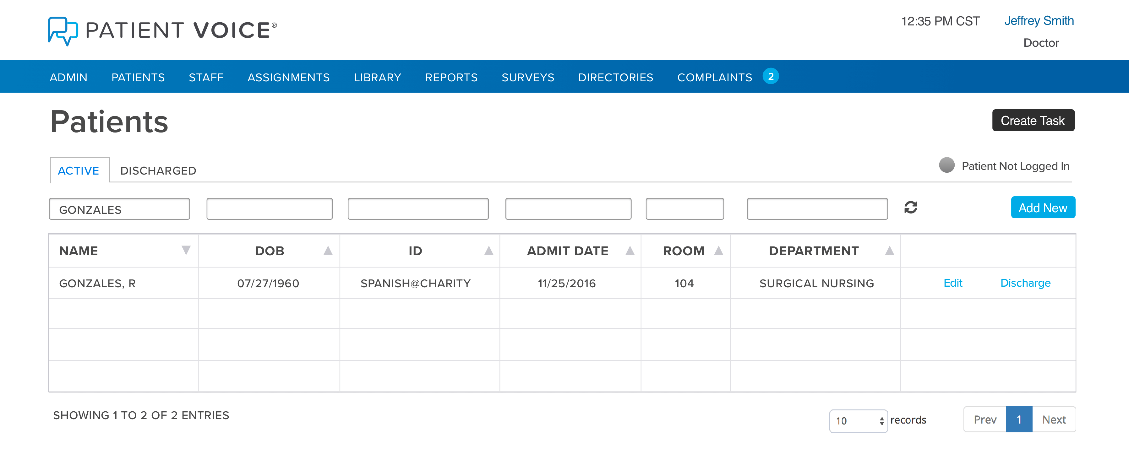 Hospital Integration Patients